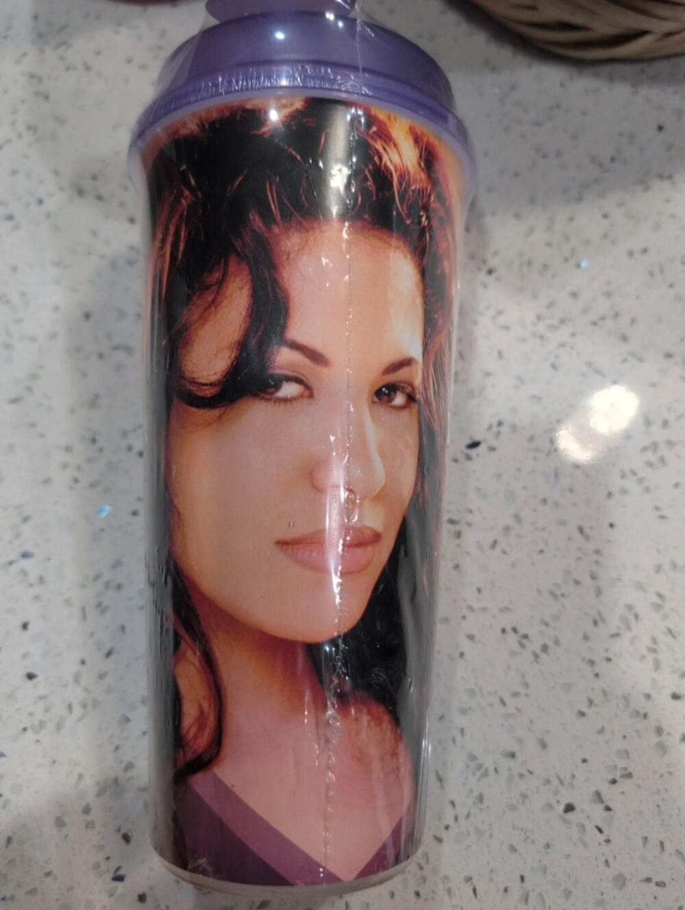 Purple Selena Quintanilla Travel Tumbler